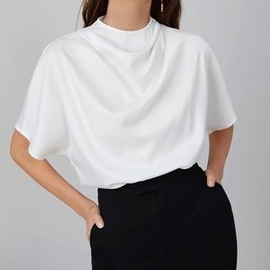 Draped neck white top